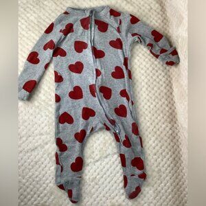 Old Navy Gray and Red Heart Footie 3M to 6M